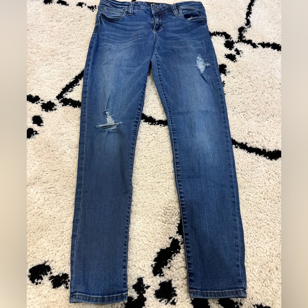 Kut from the Kloth Dark Blue Distressed Skinny Jeans